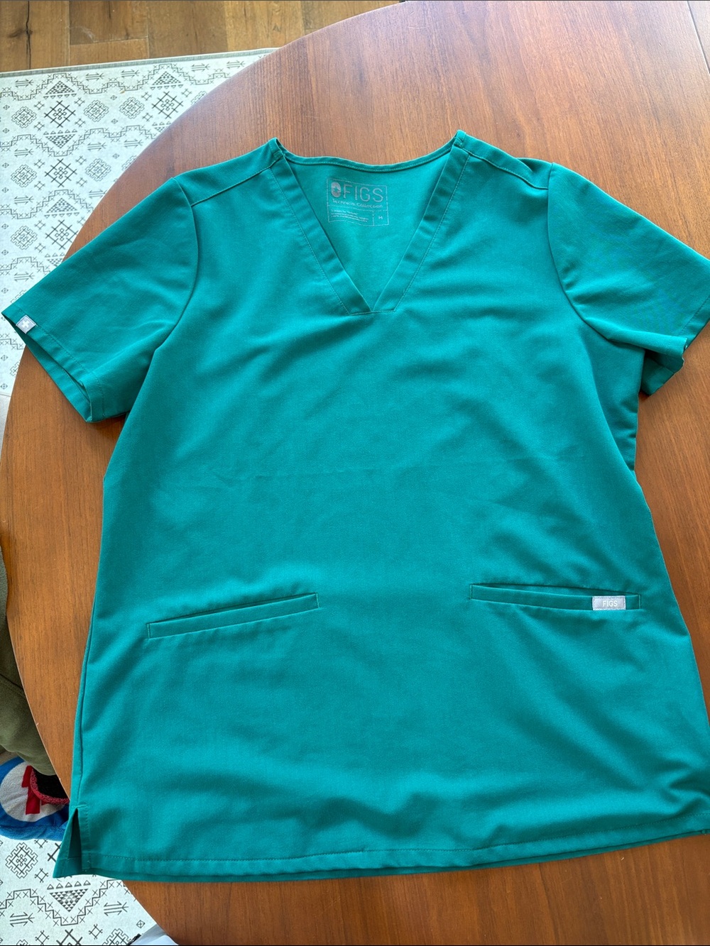 Figs Teal V-Neck Medical Scrub Top